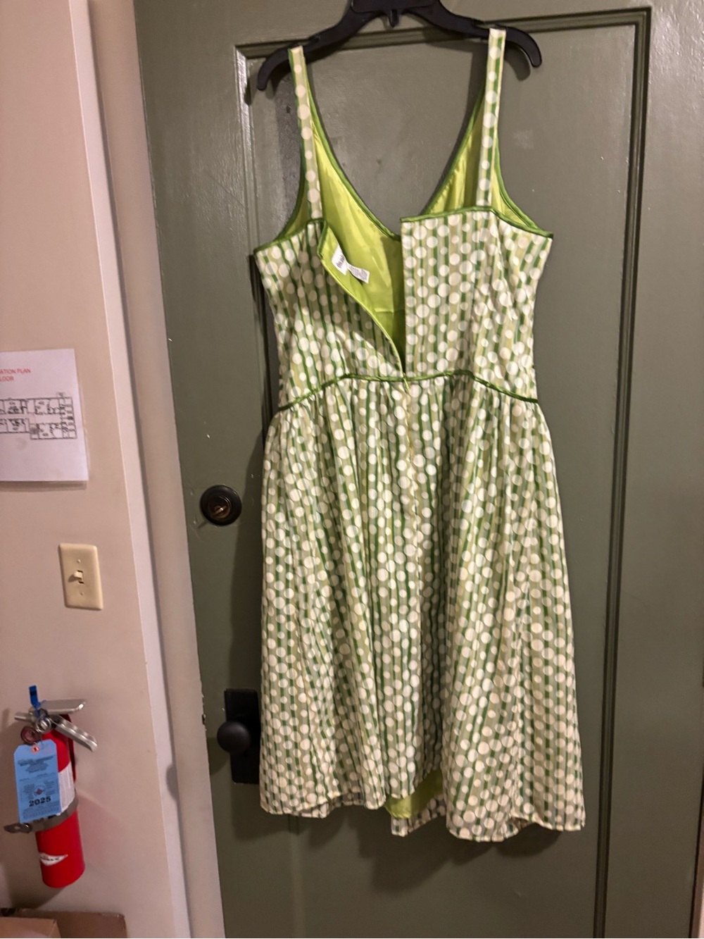 Amanda Lane Lime Green Polka Dot Midi Dress